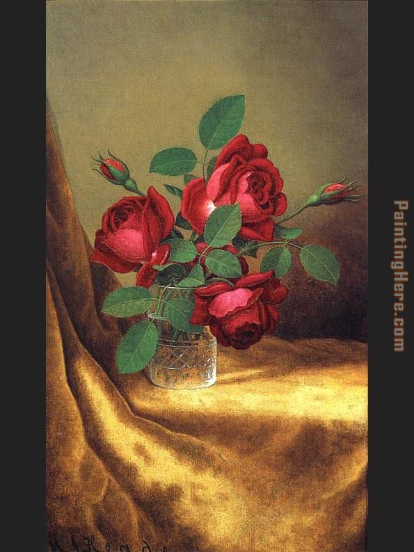 Red Roses in a Crystal Goblet painting - Martin Johnson Heade Red Roses in a Crystal Goblet art painting